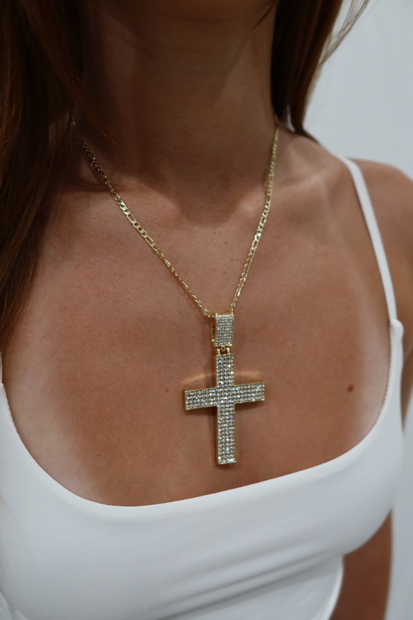 Large CZ Cross Necklace